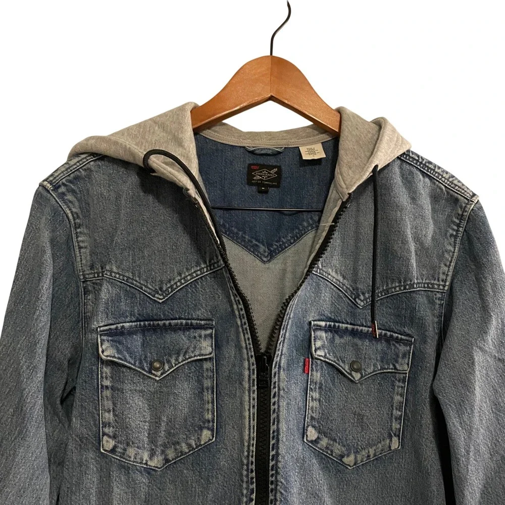 Levi's Fresh Leaves Justin Timberlake Denim Zip Up Hoodie Jacket Men's Size M - Picture 2 of 5